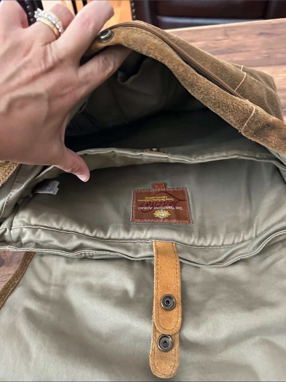 The Territory Ahead Brown Leather Canvas‎ Crossbody Messenger Computer Bag